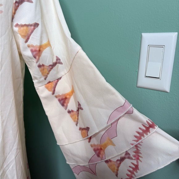 Floral Embroidered Cream Dress small boho resort vacation spring summer - Picture 4 of 6